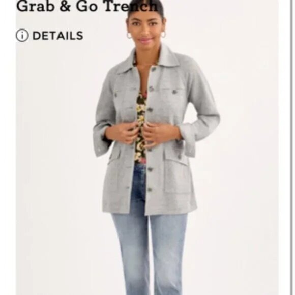 CAbi Jackets & Blazers - CABI Grab & Go Trench Coat in Heather Gray Sz L #6672 NWOT